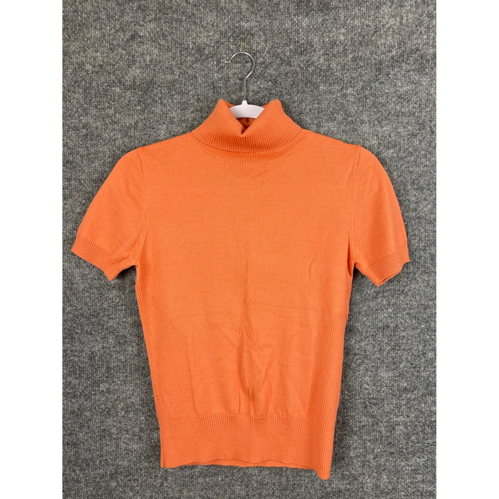 From DECO Short Sleeve Turtleneck‎ Sweater Women's M Orange Knit Top